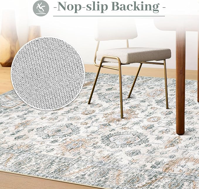XLUEZ Area Rug 5x7 Living Room Rug, Machine Washable Vintage Distressed Boho - Image 7