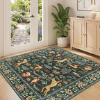 DUKINO 4x4 Square Area Rug for Entryway, Lightweight Animal Print Washable Rug by DUKINO