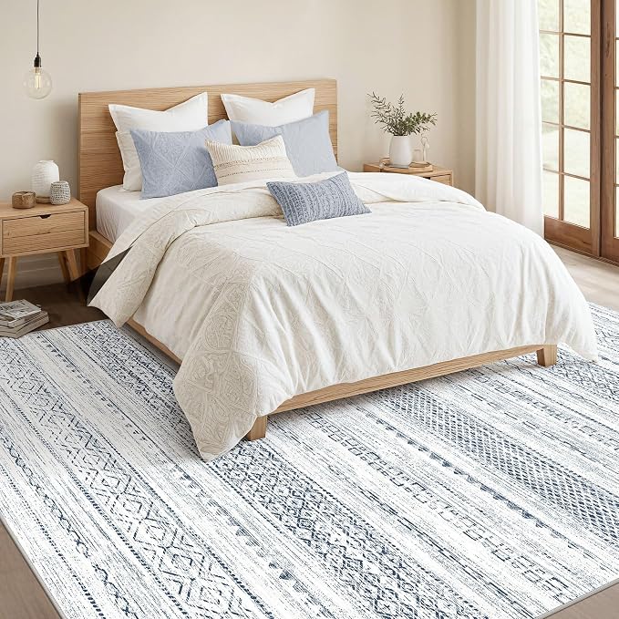 Nakagishi 9x12 Area Rugs Living Room: Washable Boho Large Neutral Soft - Image 3