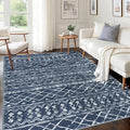 KUTA Area Rug 5x7 Navy Blue, Washable Boho Large Living Room Moroccan Rugs by KUTA