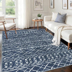 KUTA Area Rug 5x7 Navy Blue, Washable Boho Large Living Room Moroccan Rugs by KUTA
