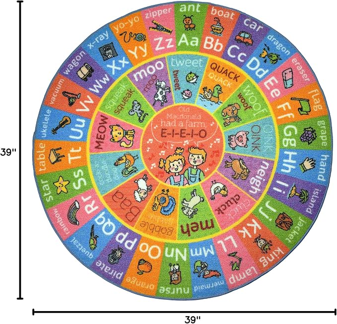 KC Cubs Educational Kids Rug – ABC Alphabet Learning Mat – Farmhouse Animal - Image 2