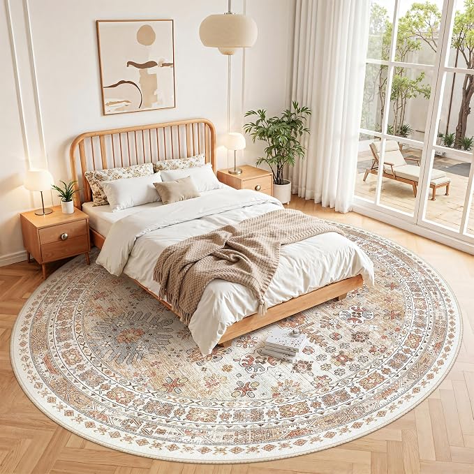 zesthome 9ft Round Rugs for Living Room, Non-Slip Washable Round Area Rugs - Image 9