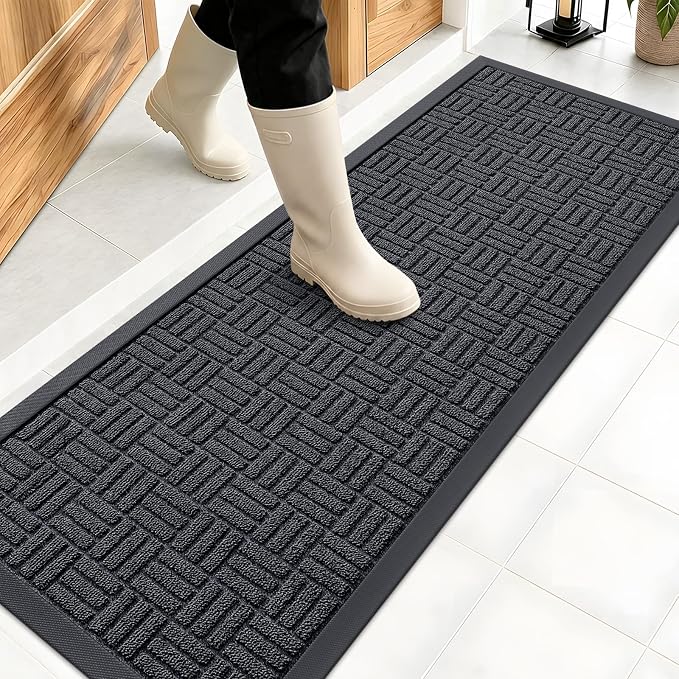 OLANLY Front Door Mat Outside Entrance 47x17, Heavy Duty Sturdy Natural Rubber by OLANLY