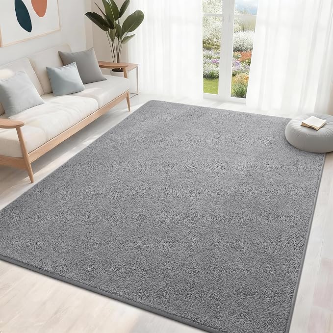 7x10 Feet Grey Area Rugs for Bedroom, Indoor Washable Memory Foam Rug for - Image 3