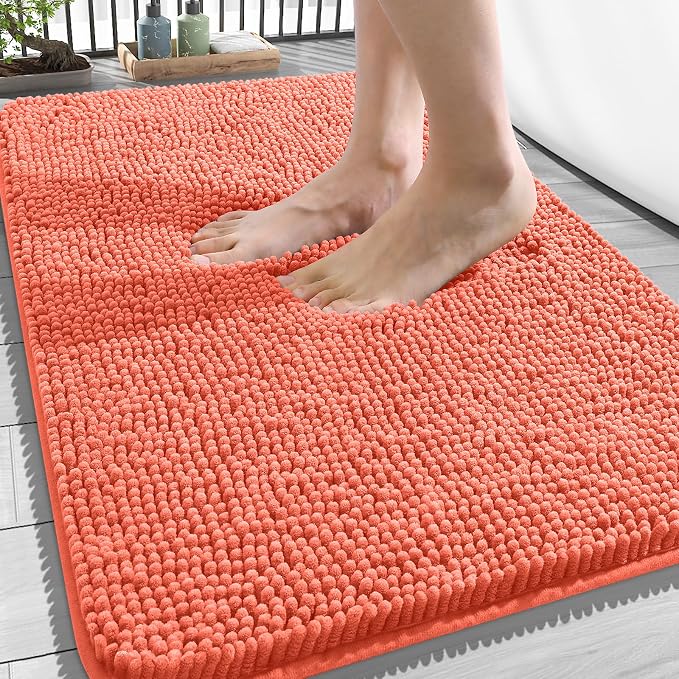OLANLY Bathroom Rugs 34x21, Extra Soft Absorbent Chenille Bath Rugs, Rubber by OLANLY