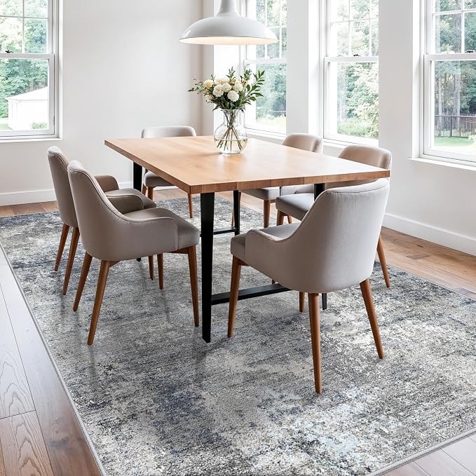 6x9 Washable Living Room Rug – Modern Neutral Abstract Large Indoor Area Rug - Image 9