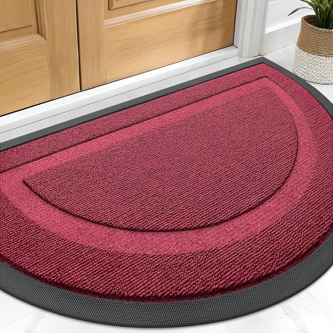 OLANLY Half Circle Door Mat Indoor Outdoor Entrance Welcome, Waterproof by OLANLY