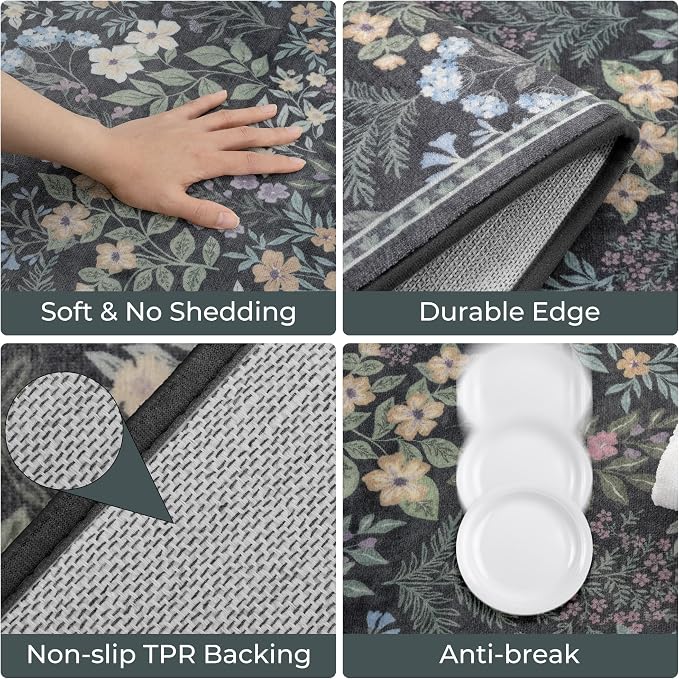 GRANNY SAYS Boho Kitchen Rug Sets of 3, Non Slip Washable Faux Wool Kitchen Mats - Image 3