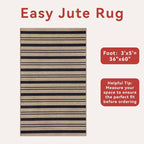 Tangsoo Stripe Easy Jute Rug, Ultra Thin 3x5 Washable Area Rug - Image 5