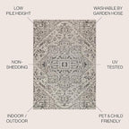 JONATHAN Y Boho Medallion Indoor Outdoor Round Area Rug 4 Ft Black/Gray - Image 3