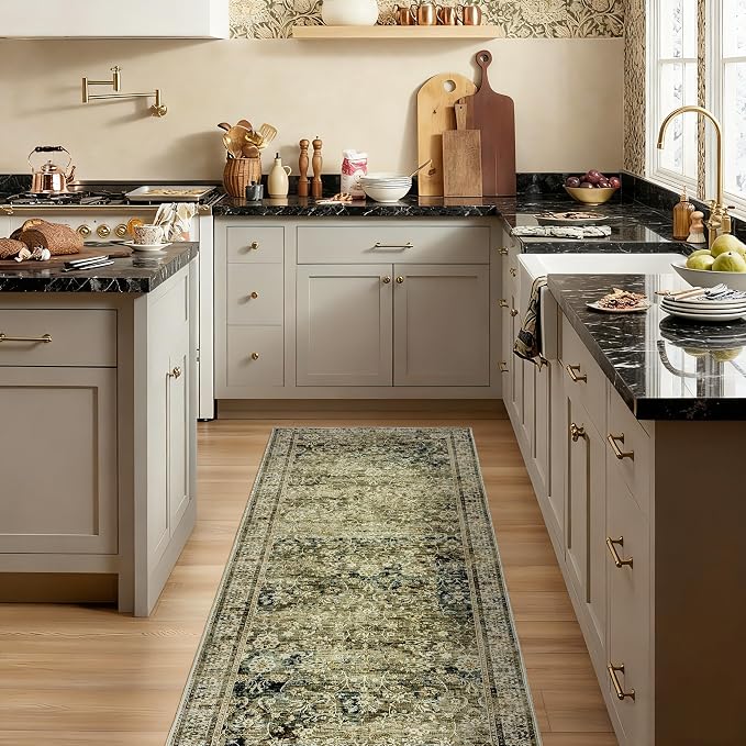 Boho Washable Runner Rug for Kitchen, Non Slip Rubber Backing Non Skid Oriental - Image 8