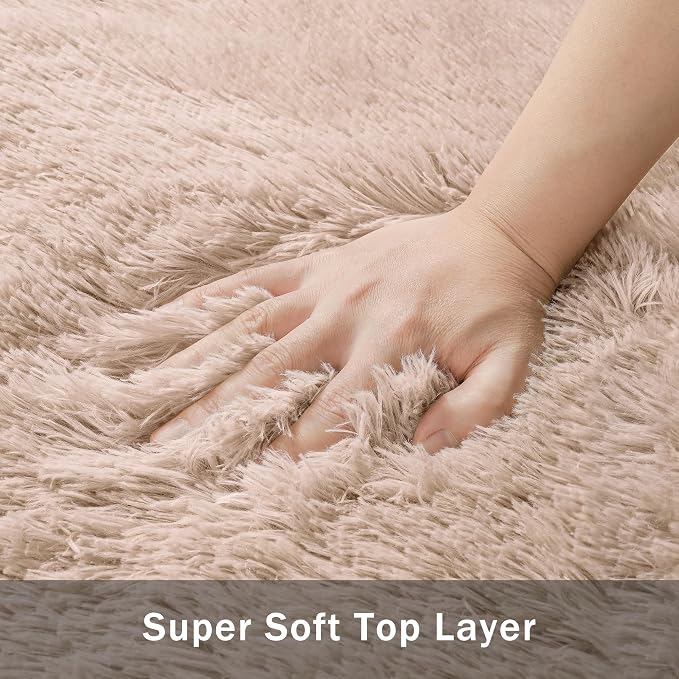 6x9 Area Rug for Living Room:Ultra Soft Fluffy Shag Beige Rugs, Large Fuzzy - Image 8