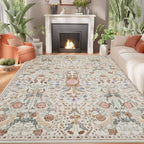 AMTOVO 5x7 Washable Area Rugs for Living Room, Vintage Boho Floral Distressed by AMTOVO
