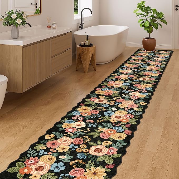 DUKINO 2x12 Runner Rug for Hallway, Soft Floral Washable Kitchen Runner Rug - Image 5