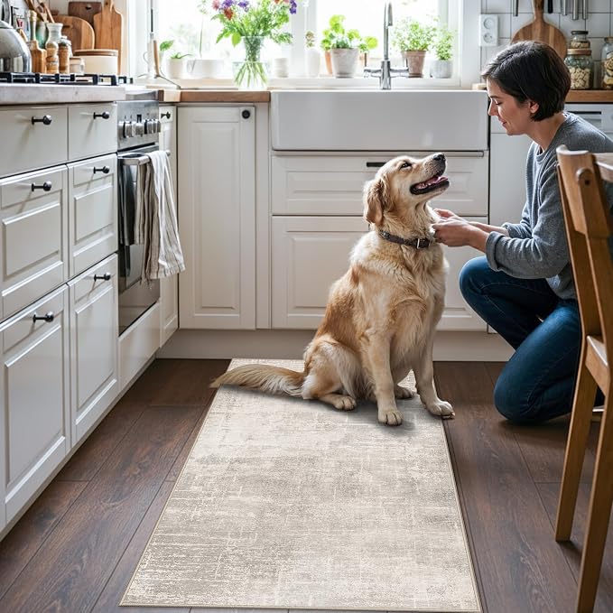 Washable 2x4 Entryway Area Rugs: Abstract Water Resistant Kitchen Sink Rug - Image 2