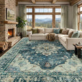 RELEANY Area Rugs Large 9'x12' Washable Non-Slip, Floral Vintage Distress by RELEANY