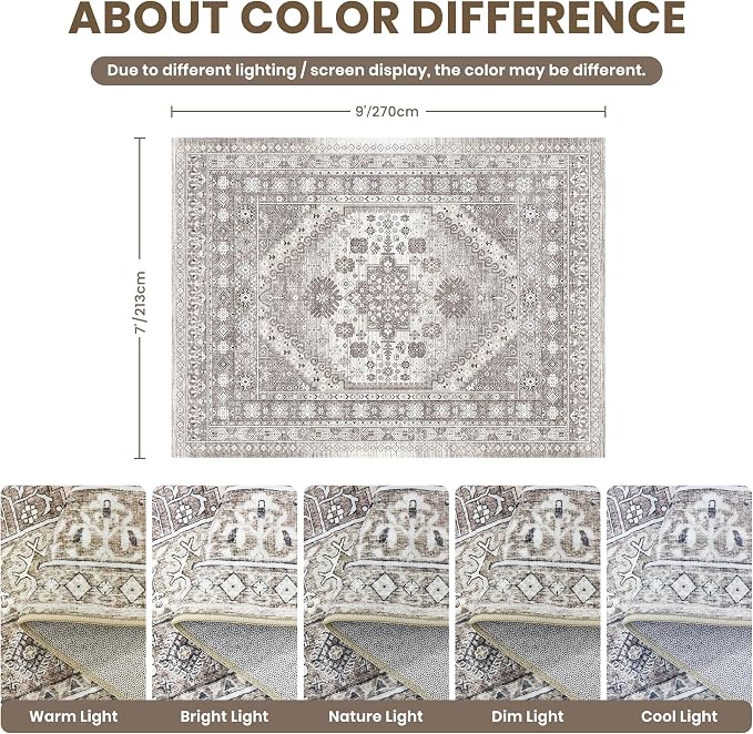 zesthome 7x9 Area Rug, Super Soft Washable Rugs - Image 2