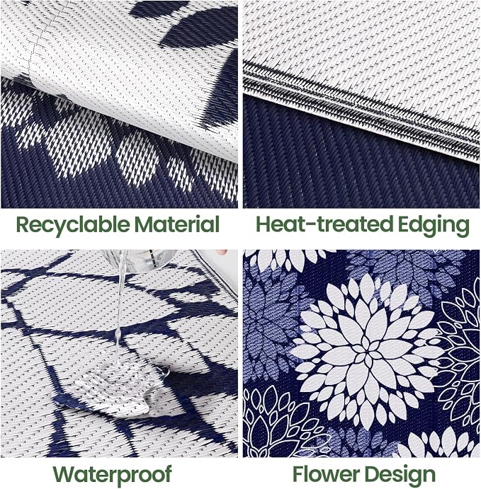 LuxStep Outdoor Rug Waterproof Outdoor Plastic Straw Rug Reversible Patio Rug - Image 4