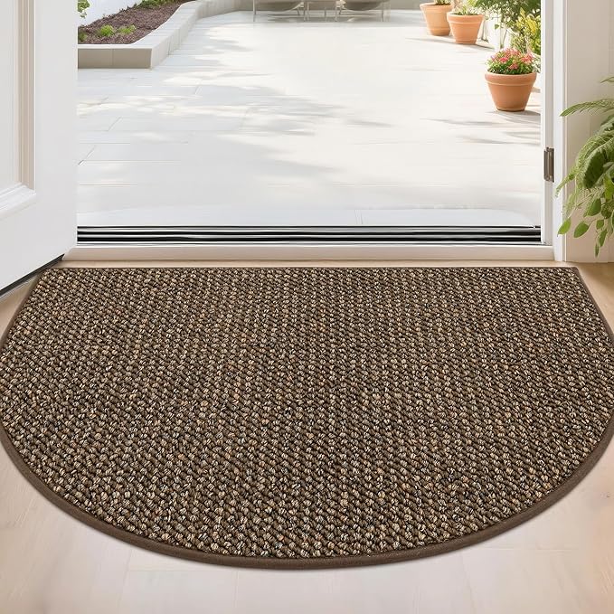 BEQHAUSE Dirt Trapper Door Mat 24" x 36" Half Circle Non-Slip Washable Doormats by BEQHAUSE