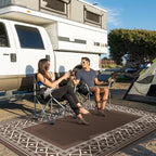 GENIMO Outdoor Rug Waterproof for Patio, Outside Area Mat for Rv, Coffee & Beige - Image 3