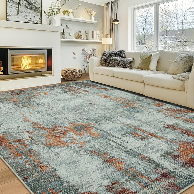 10x14 Area Rugs Large Living Room Rug Washable: Modern Abstract Rug Indoor by Aelenmu