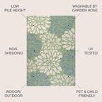 JONATHAN Y Floral Textured Weave Indoor Outdoor Square Area Rug 5X5 Cream/Green - Image 2