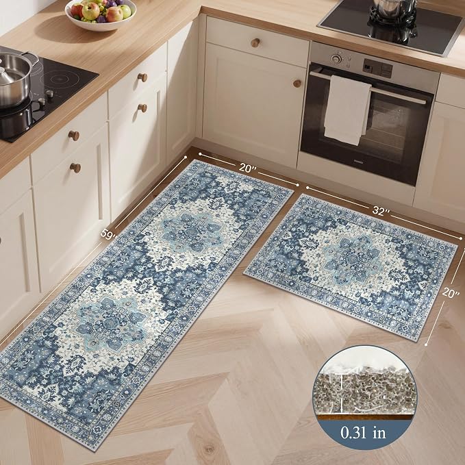 GENIMO Kitchen Rugs Non Slip Washable, Cushioned Standing Mat, Kitchen Runner - Image 2