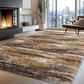 Fluffy Rugs for Bedroom Living Room, 4x6 Feet Abstract Brown Shag Area Rugs by WISHTREE