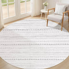 Nakagishi Round Rug Boho Area Rugs: 8x8 Washable Large Circle Neutral Soft - Image 8