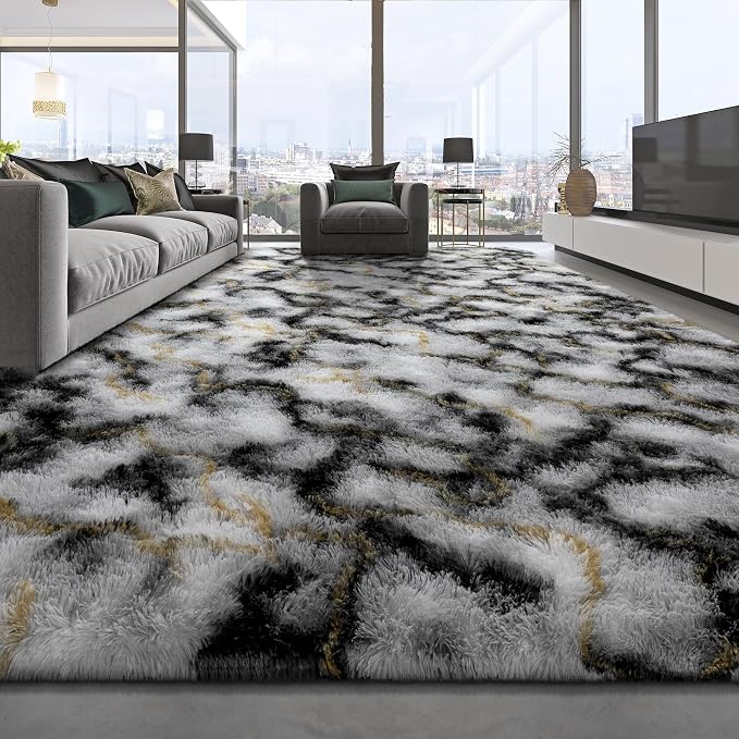 Deerhoo Large Shag Area Rugs 5 x 8, Tie-Dyed Plush Fuzzy Rugs - Image 2