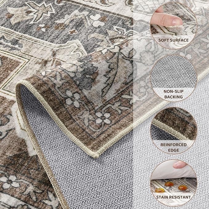 10x12 Area Rugs Living Room: Washable Vintage Rug Large Non-Slip Stain - Image 8