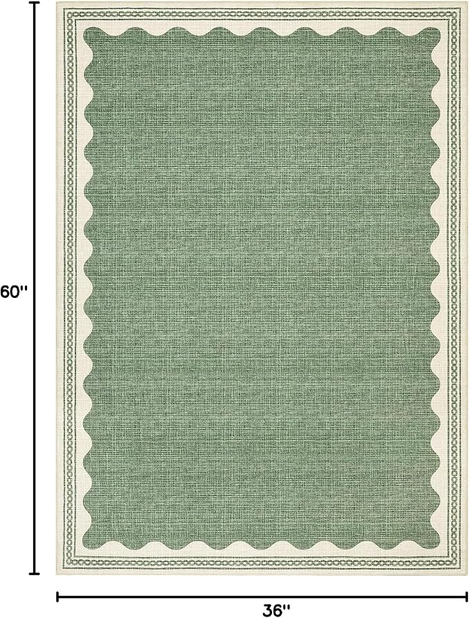 GarveeHome Scalloped 3x5 Rug Washable Non-Slip Low-Pile Indoor Rugs - Image 2