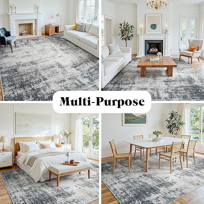 Area Rug 5x7 Living Room Rug Washable: No-Slip Abstract Soft Thin Large Deep - Image 8