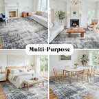 Area Rug 5x7 Living Room Rug Washable: No-Slip Abstract Soft Thin Large Deep - Image 8
