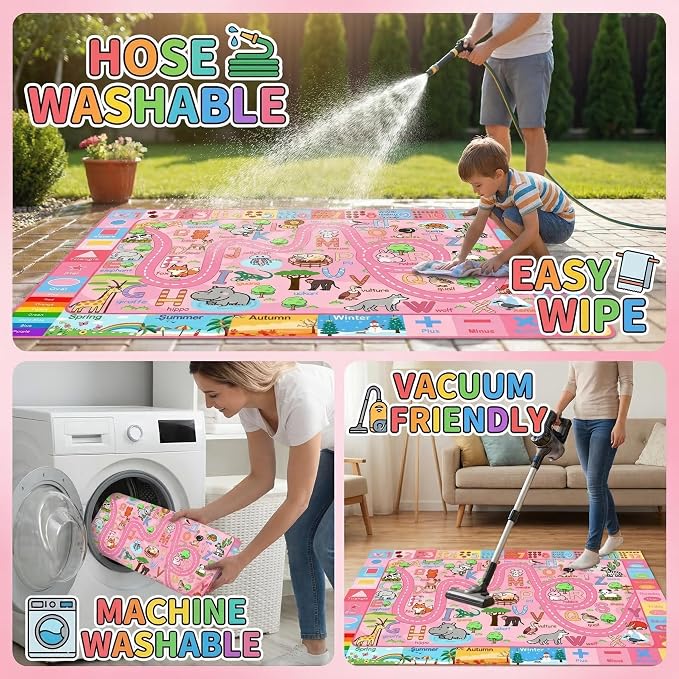 Kids Rugs for Playroom 4.5x6 Feet, Educational ABC Rug, Alphabet Number Animal - Image 6