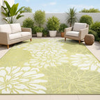 JONATHAN Y Floral Textured Weave Indoor Outdoor Area Rug 8X10 Green/Cream by JONATHANY