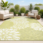 JONATHAN Y Floral Textured Weave Indoor Outdoor Area Rug 9X12 Green/Cream by JONATHANY