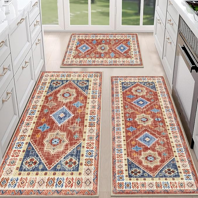 HEBE Boho Kitchen Rug Sets 3 Piece by HEBE
