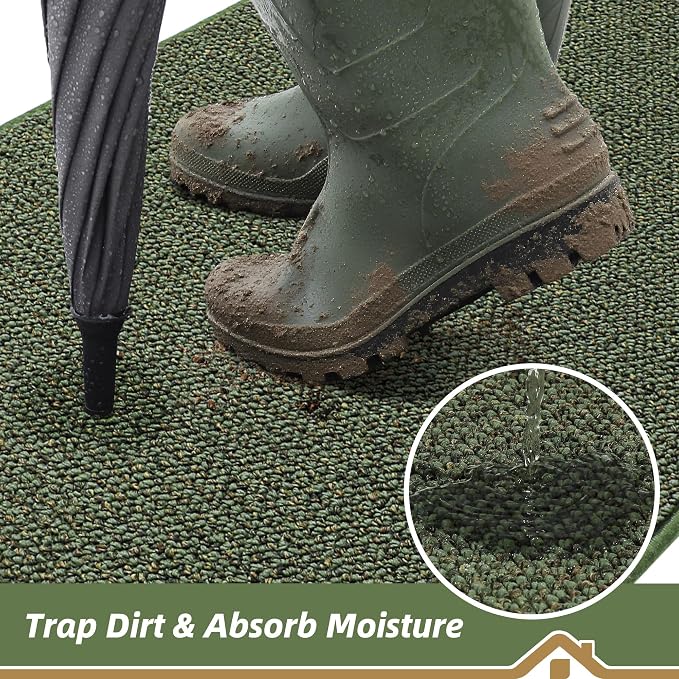 BEQHAUSE Dirt Trapper Door Mat 32" x 48" Half Circle Non-Slip Washable Doormats - Image 3