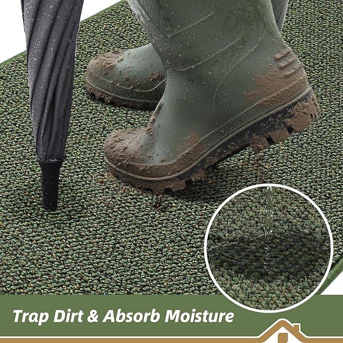 BEQHAUSE Dirt Trapper Door Mat 24" x 36" Half Circle Non-Slip Washable Doormats - Image 3