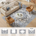 6x9 Area Rugs Living Room: Washable Vintage Rug Large Non-Slip Stain Resistant - Image 8