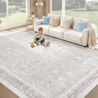 Washable Rug 8x10 Area Rugs: Vintage Floral Rugs by XLUEZ