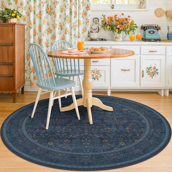 Washable 6ft Round Living Room Rug, Thin Circle Rug - Image 3