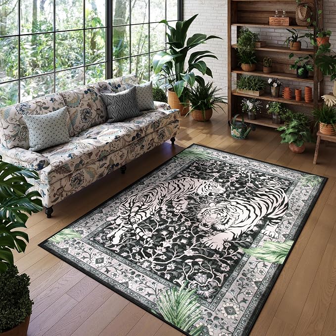 Moynesa Tiger 5x7 Area Rugs, Boho Washable Rugs - Image 9