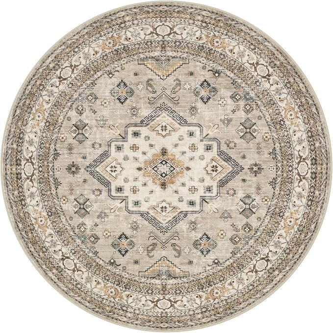 6ft Round Vintage Living Room Area Rug - Image 9