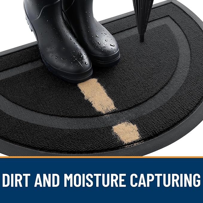 OLANLY Half Circle Door Mat Indoor Outdoor Entrance Welcome, Waterproof - Image 4