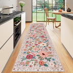 DUKINO Runner Rug for Hallway, 2.6x10 Washable Floral Long Kitchen Rug by DUKINO