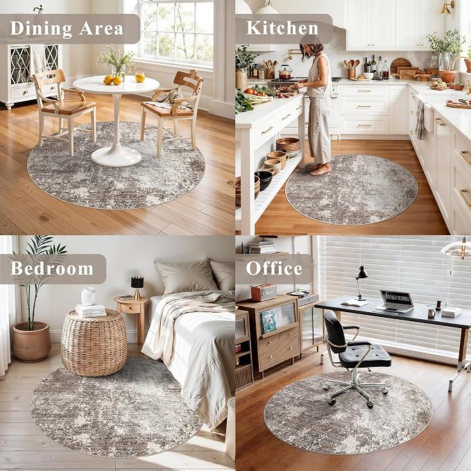 4ft Washable Kitchen Round Rug: Non-Slip Small Circle Rug - Image 3