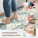Boho Kitchen Mats for Floor 2 Piece Set Anti Fatigue Cushioned PVC Kitchen Rugs - Image 3